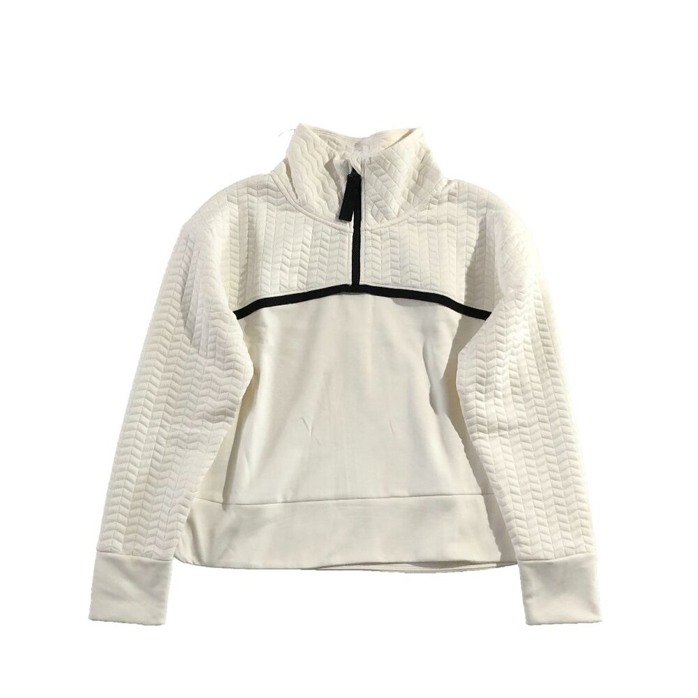NWOT Layer 8 Sweatshirt Womens M Ivory ¼ Zip Mock Neck Quick Dry Fleece Pullover